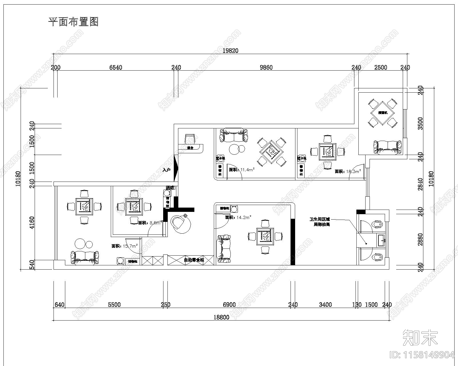 棋牌室cad施工图下载【ID:1158149904】