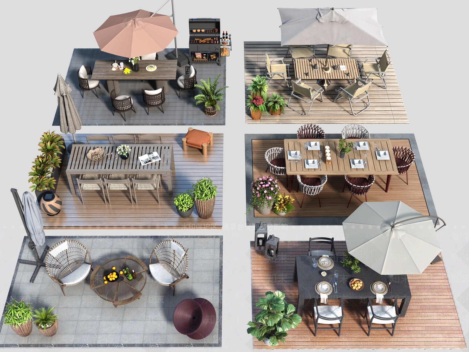 现代户外桌椅组合3D模型下载【ID:1158154465】