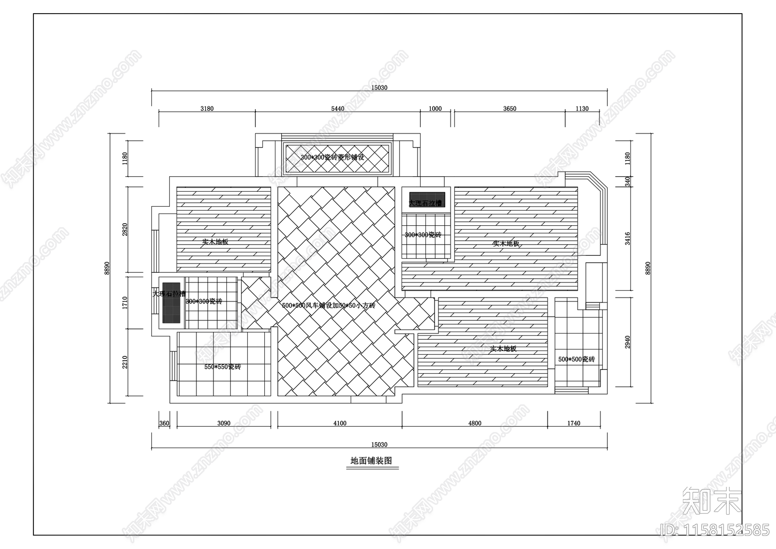 4室2厅户型图cad施工图下载【ID:1158152585】