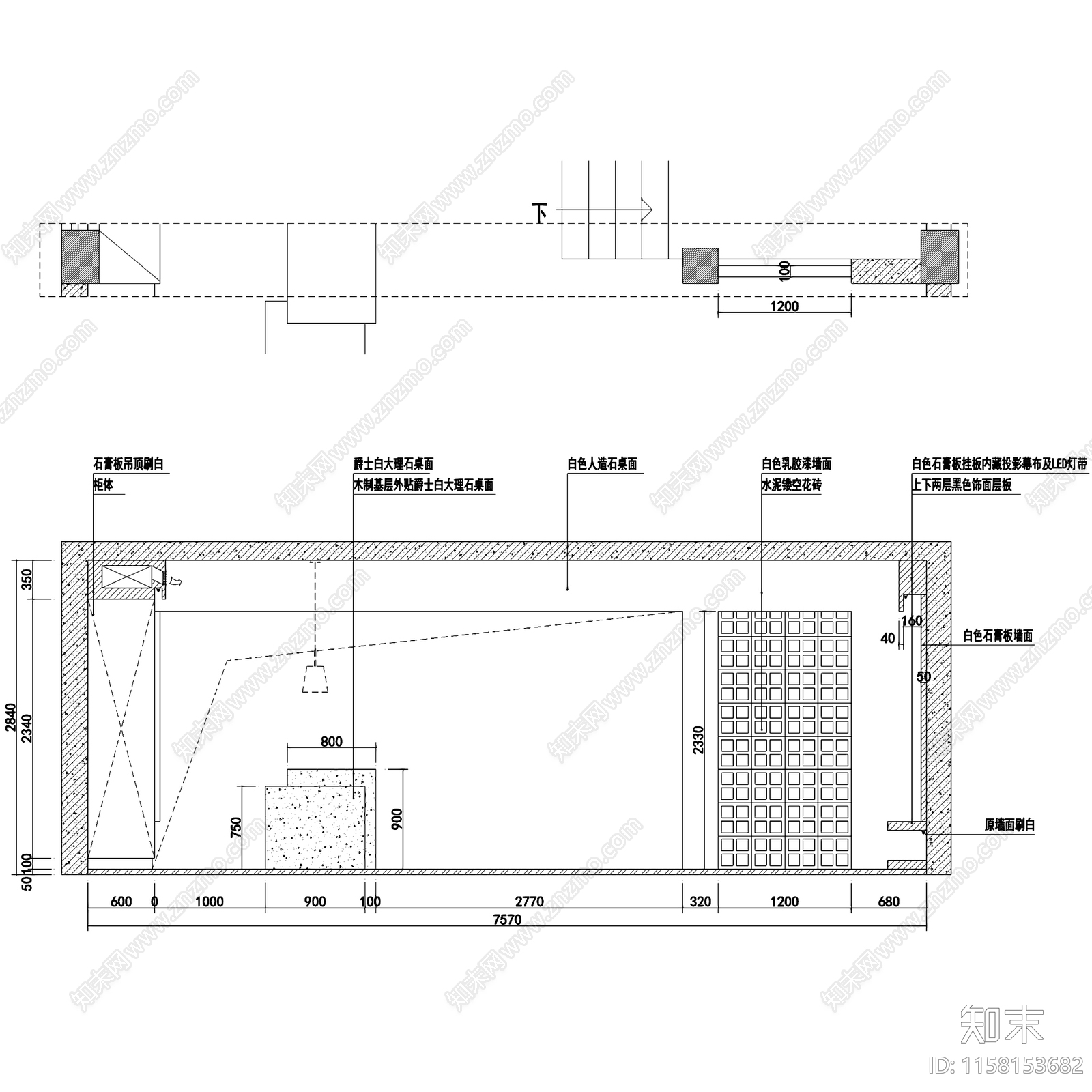 现代简约二层别墅室内家装cad施工图下载【ID:1158153682】