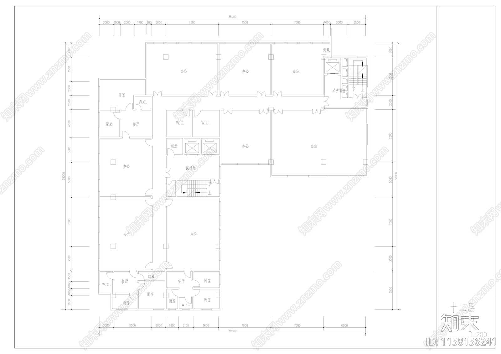 办公楼cad施工图下载【ID:1158156241】