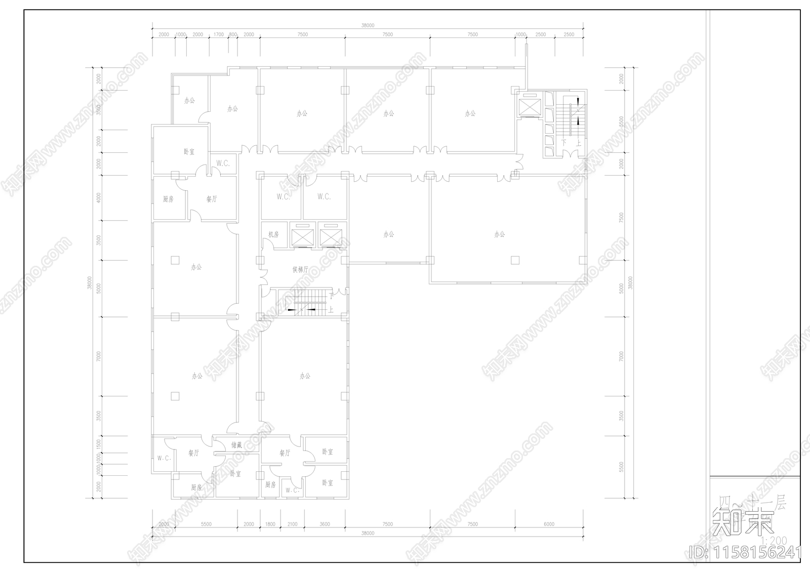 办公楼cad施工图下载【ID:1158156241】