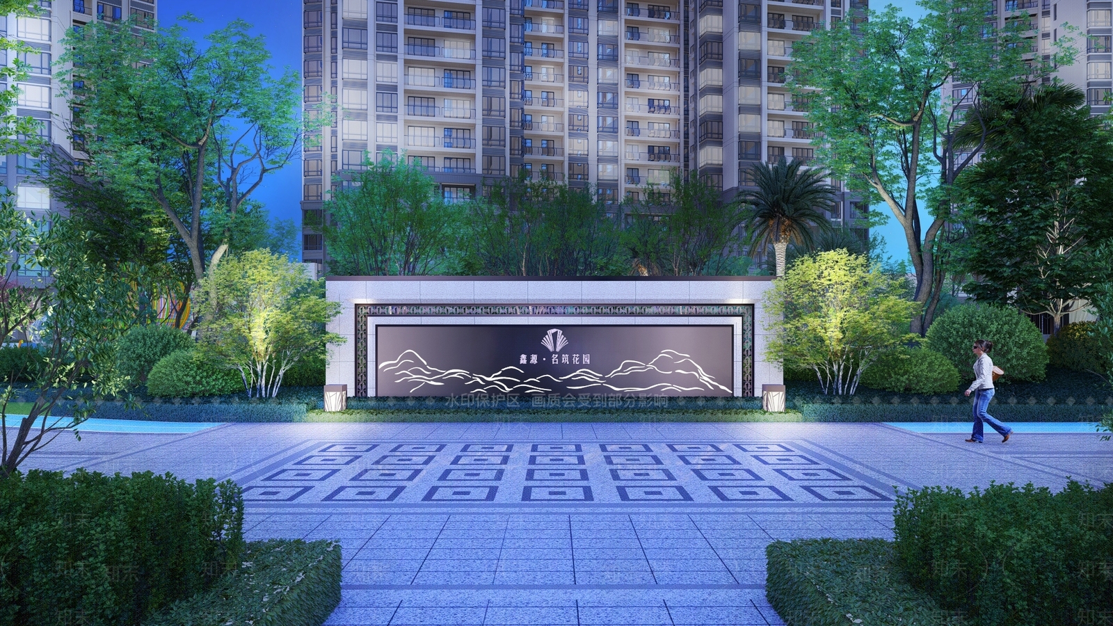 现代住宅小区景观SU模型下载【ID:1158158598】