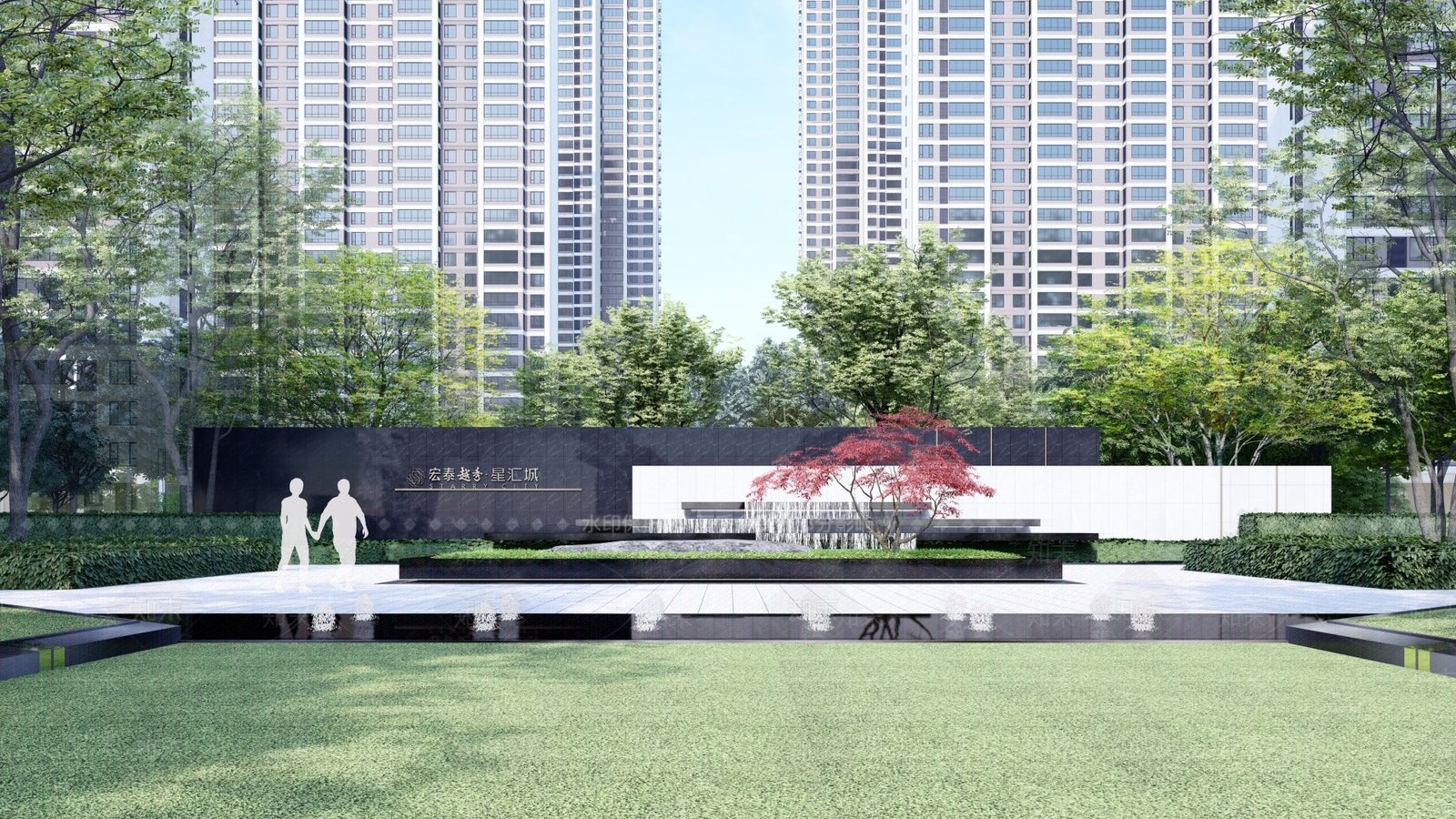 现代入口景墙SU模型下载【ID:1158159873】