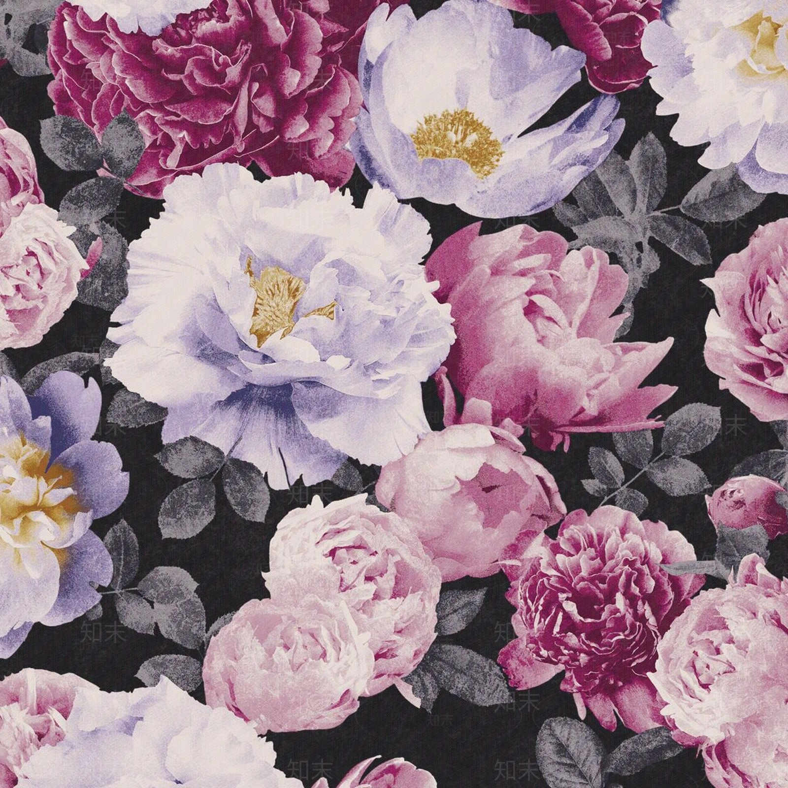 粉紫色复古花朵壁布壁纸贴图下载【ID:1158160348】