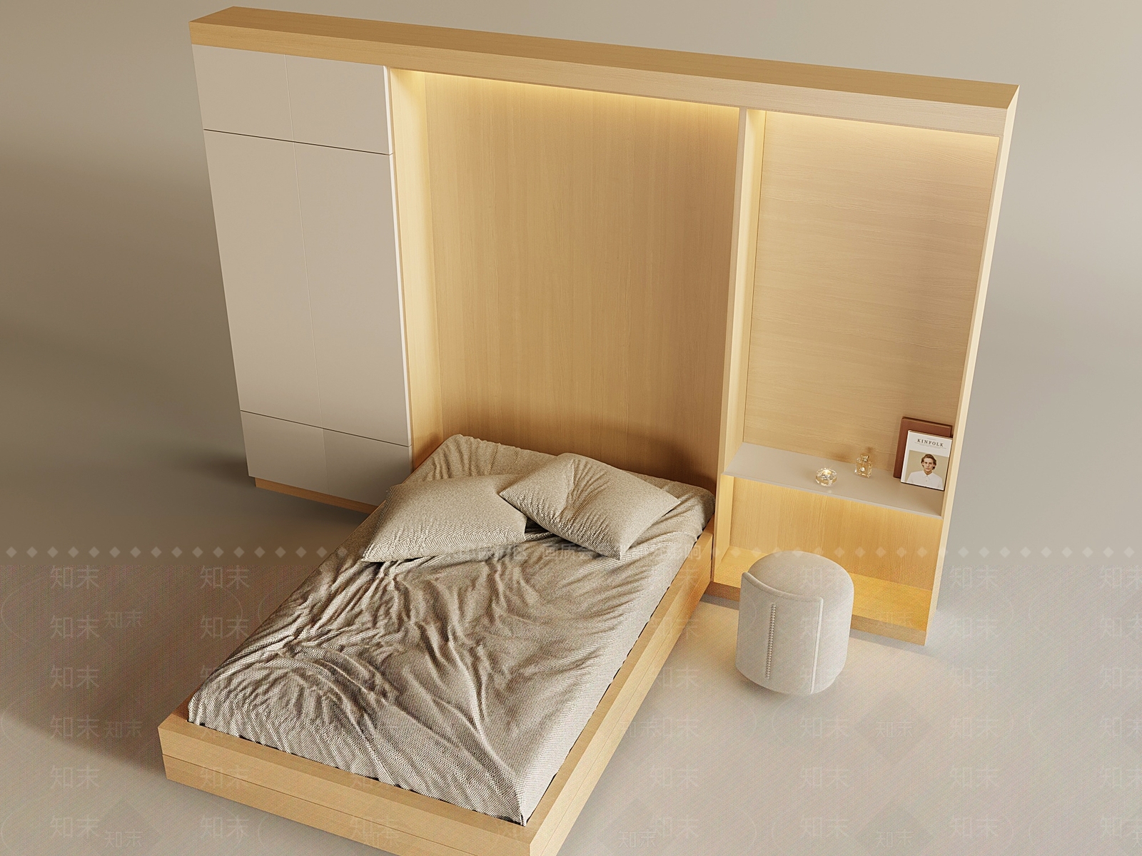 现代隐形床衣柜一体SU模型下载【ID:1158163312】