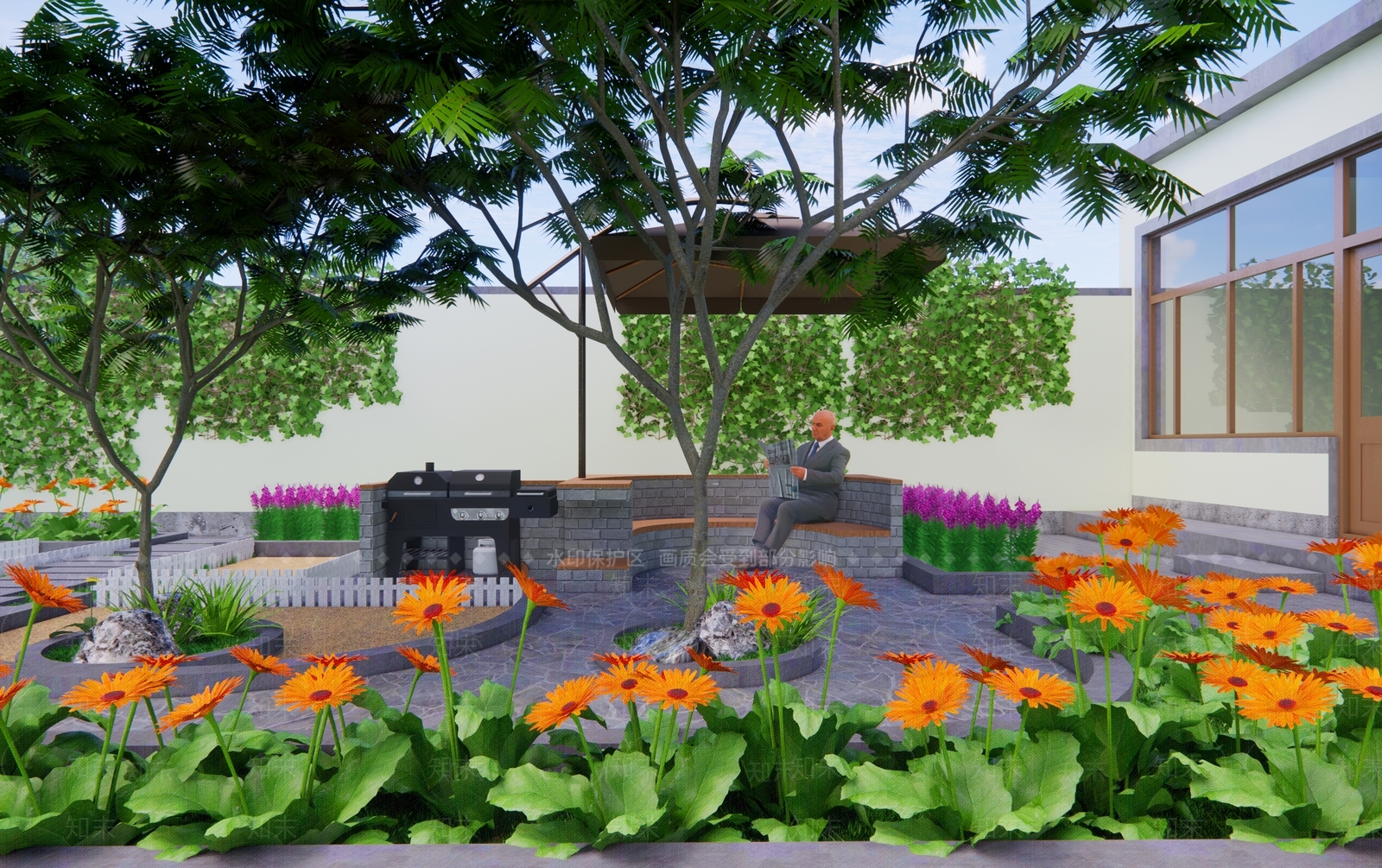 现代农家小院花园小菜园景观SU模型下载【ID:1158166713】