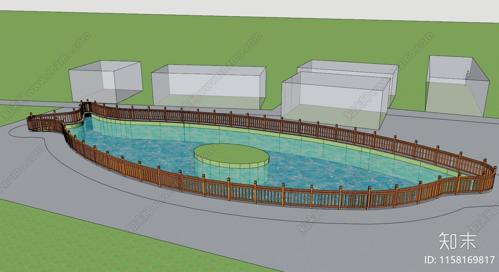 现代农村祠堂鱼塘SU模型下载【ID:1158169817】