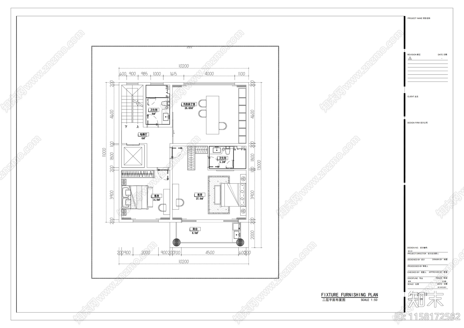 四层别墅平面图cad施工图下载【ID:1158172582】