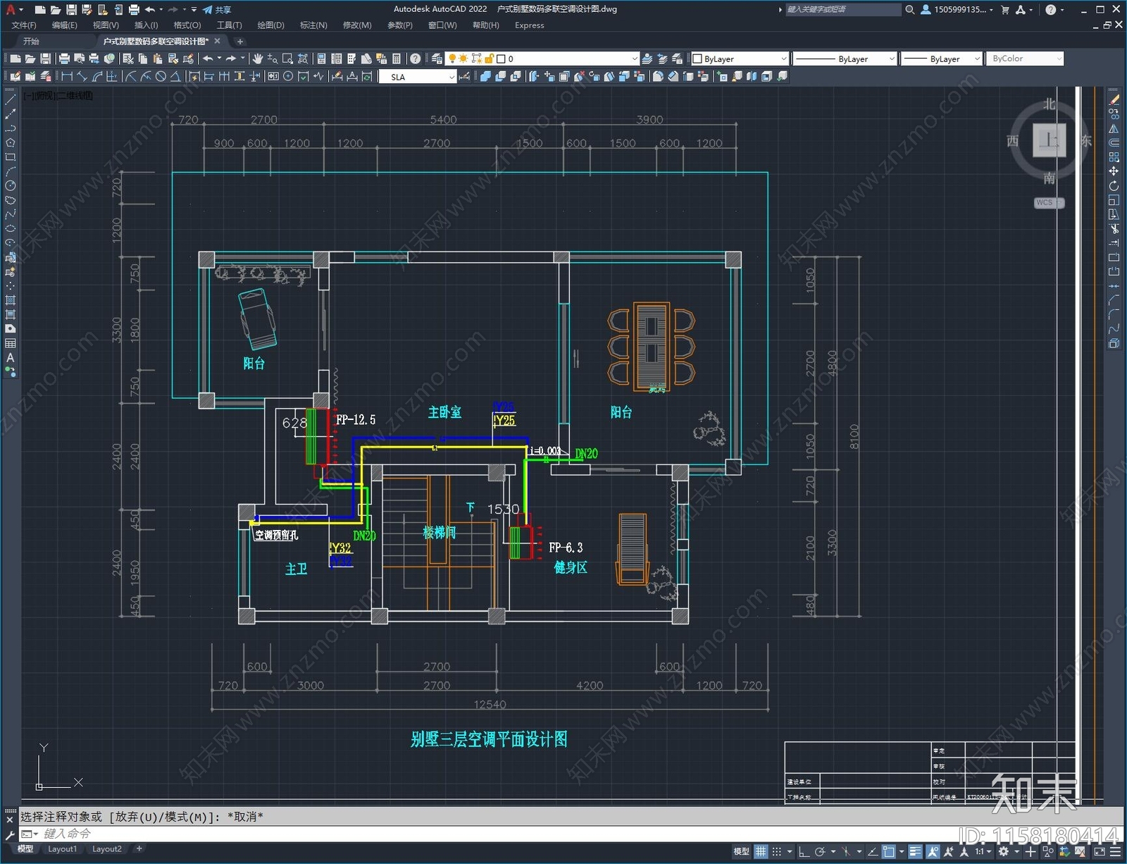 户式别墅数码多联空调建筑暖通设计图cad施工图下载【ID:1158180414】