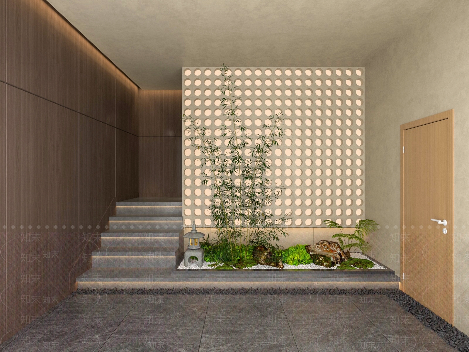 现代楼梯间景观造景3D模型下载【ID:1158186746】