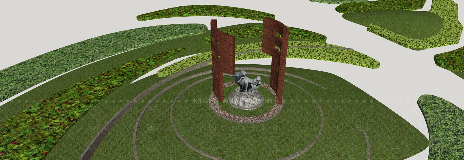 现代景观雕塑牛SU模型下载【ID:1158186542】