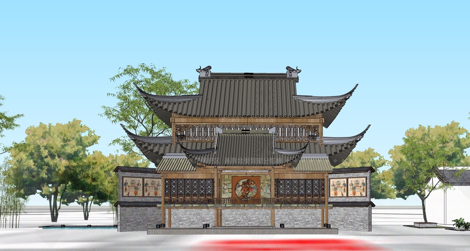 中式戏楼SU模型下载【ID:1158191732】