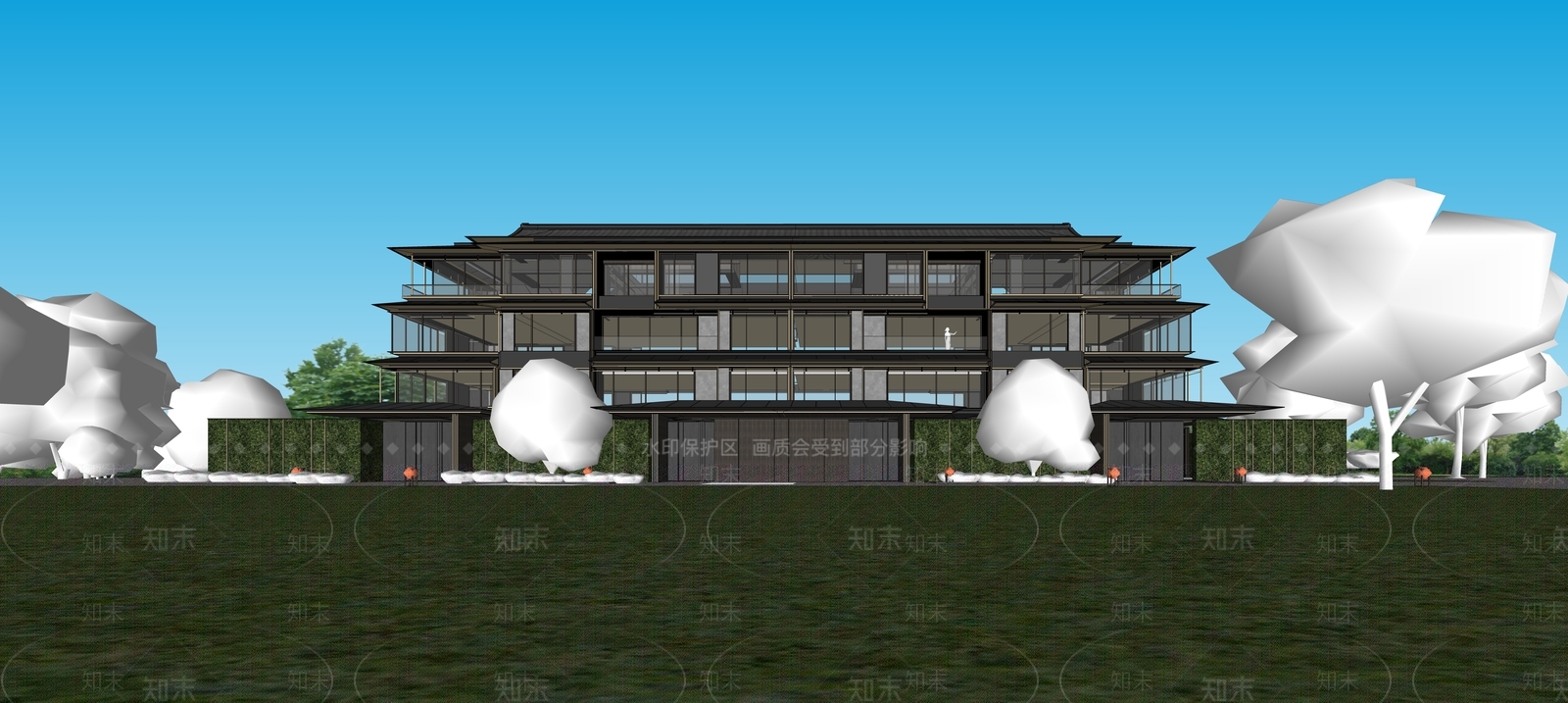 新中式住宅SU模型下载【ID:1158192797】