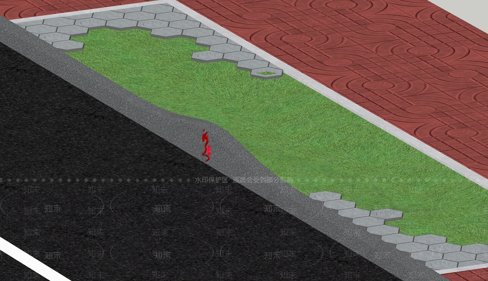 现代道路侧石SU模型下载【ID:1158198915】