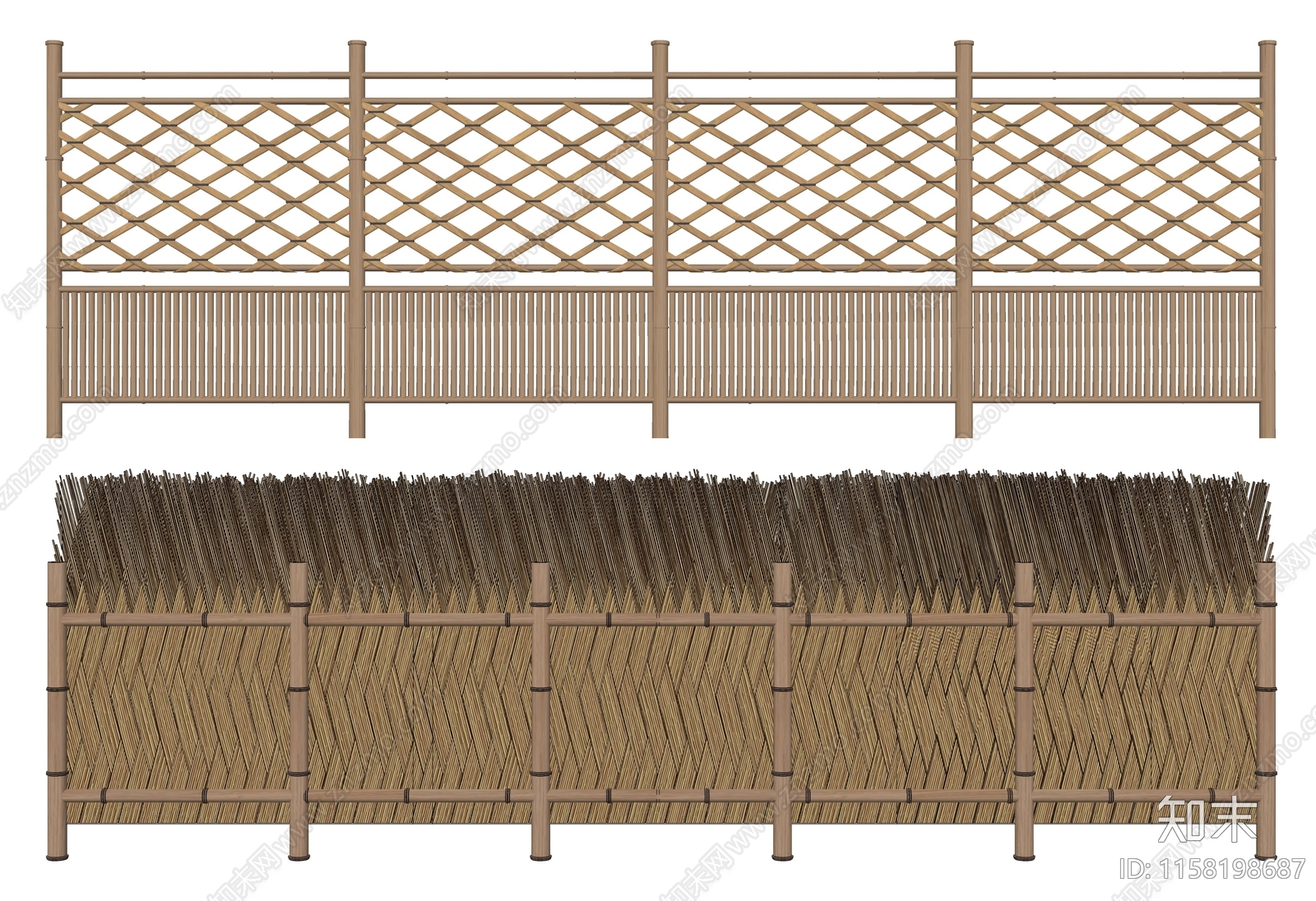 现代竹篱笆栅栏SU模型下载【ID:1158198687】