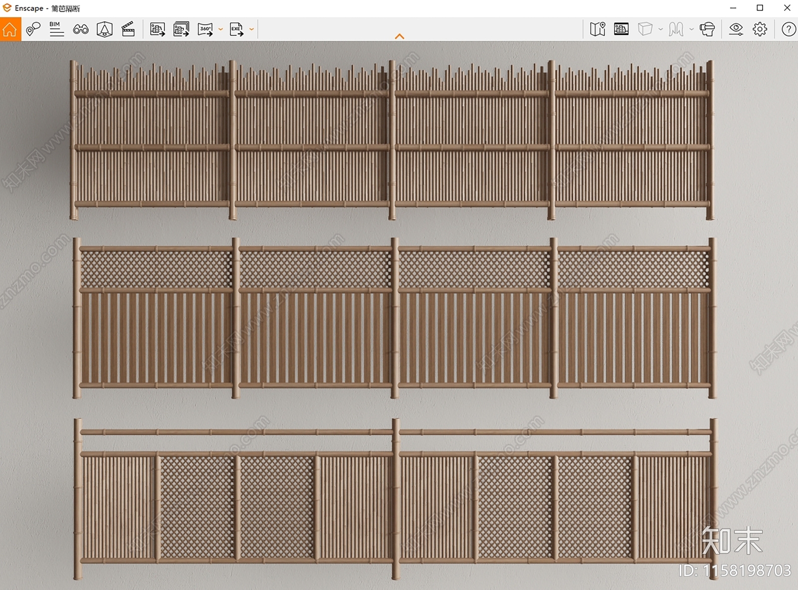 现代竹篱笆栅栏SU模型下载【ID:1158198703】