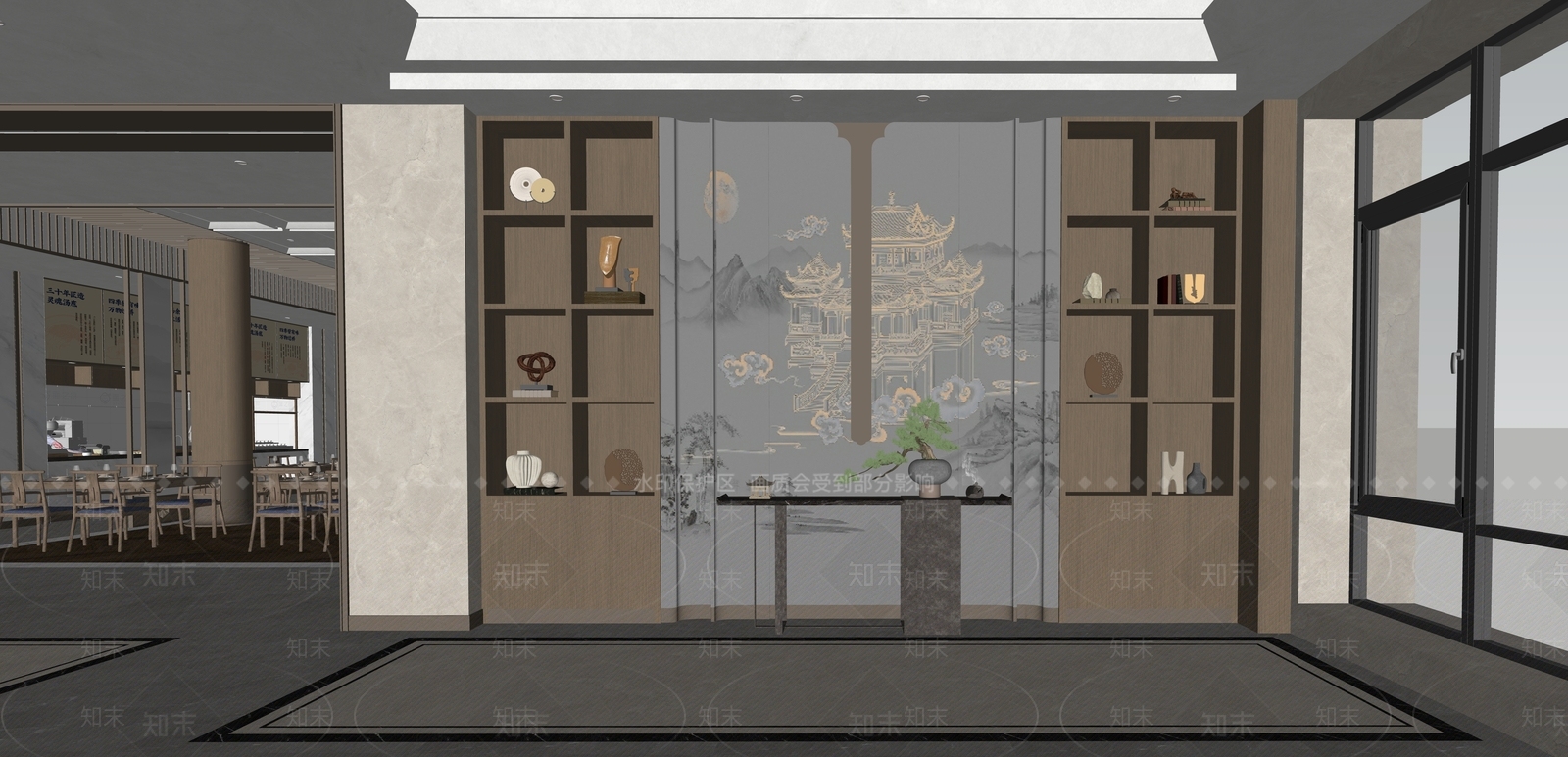 新中式面馆SU模型下载【ID:1158322065】