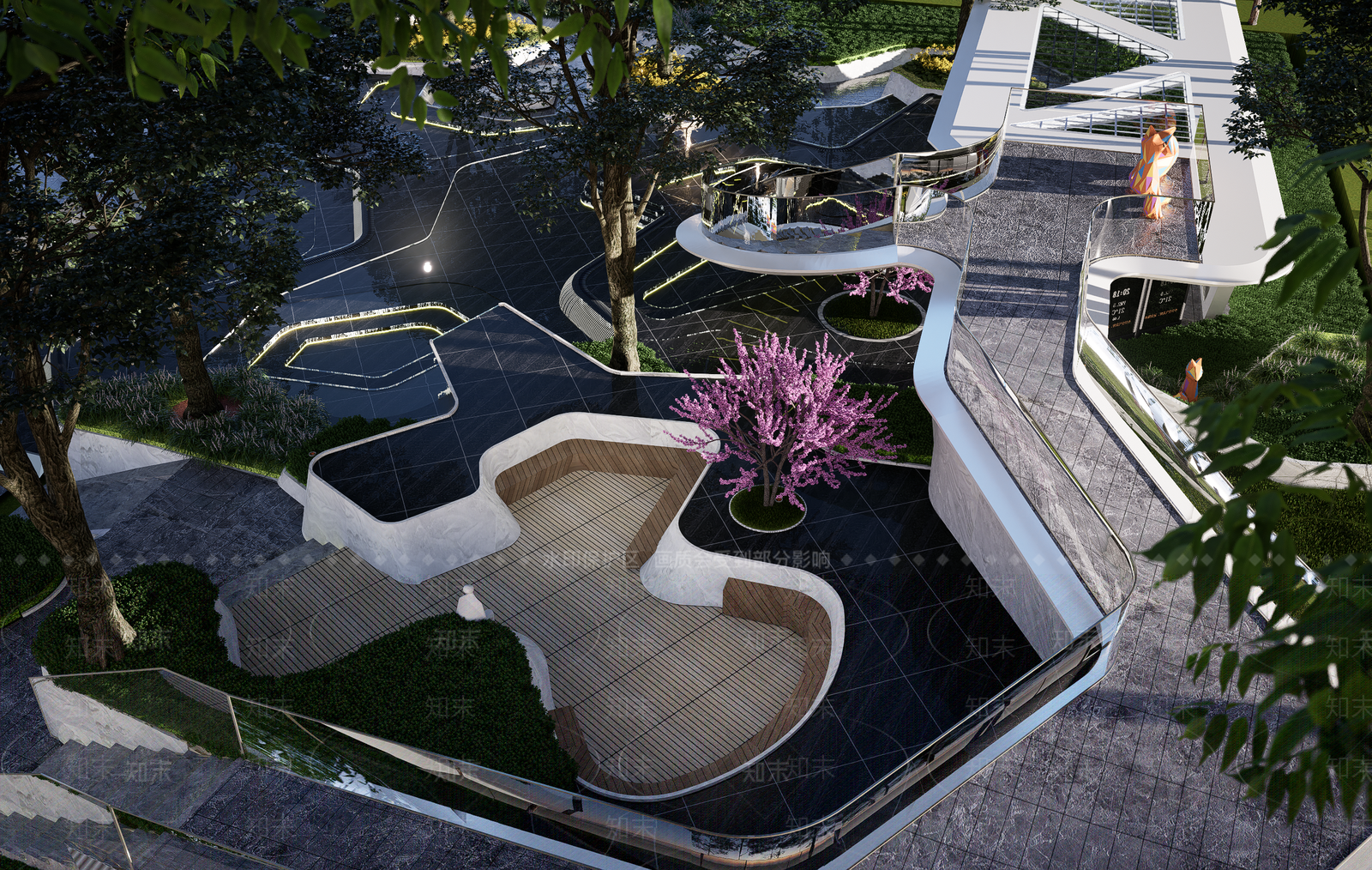 现代广场景观SU模型下载【ID:1158201320】