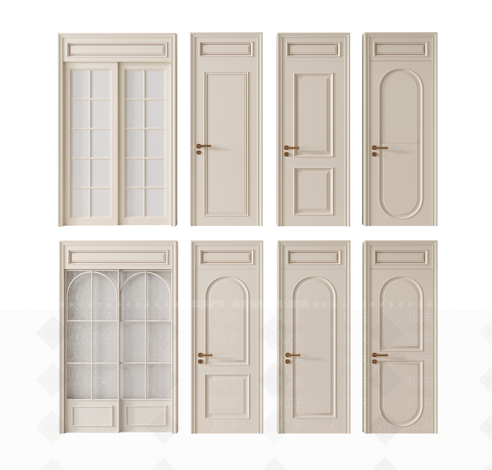 法式平开门组合3D模型下载【ID:1158201277】