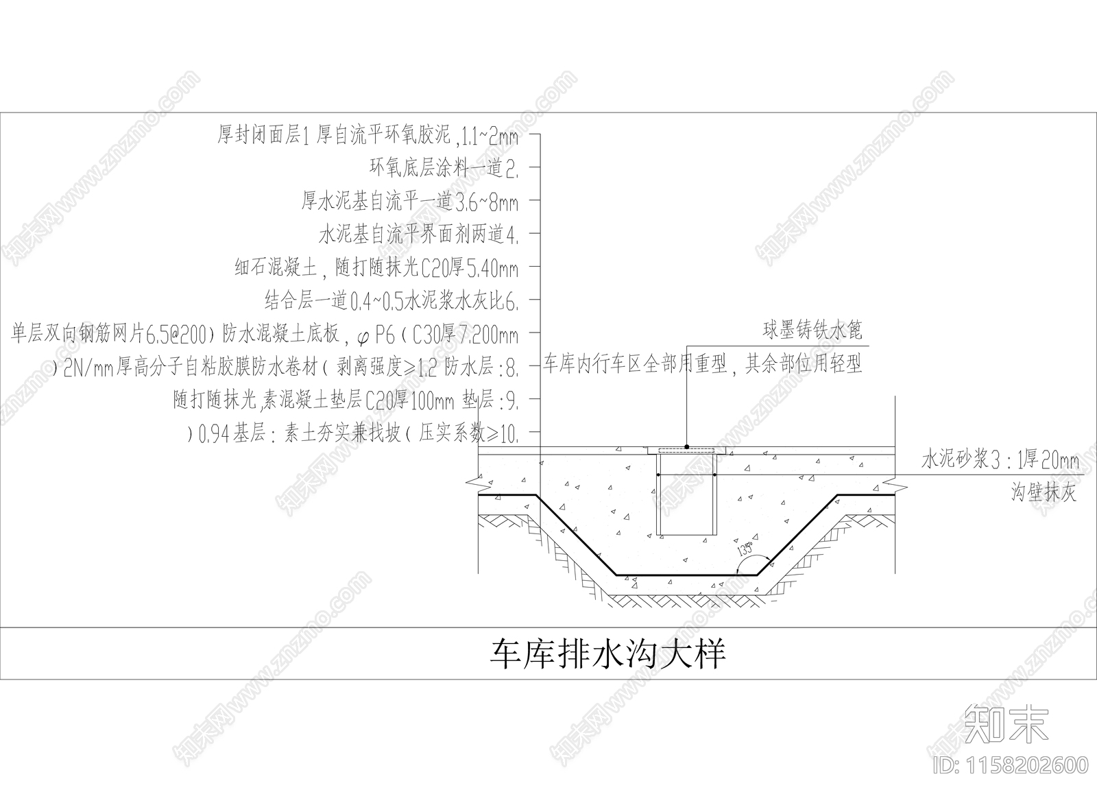 车库排水沟大样cad施工图下载【ID:1158202600】