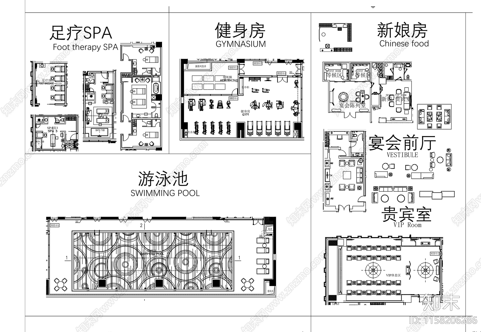 酒店设计组合模块施工图下载【ID:1158206286】