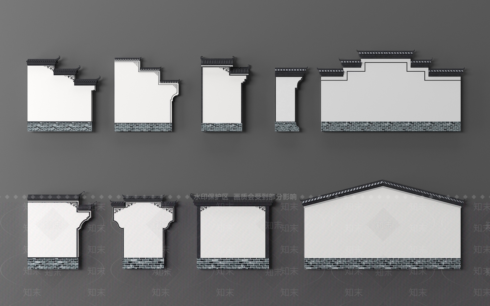新中式马头墙SU模型下载【ID:1158210283】