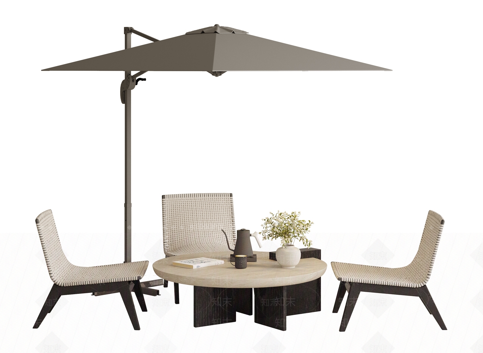 现代户外桌椅组合3D模型下载【ID:1158212286】