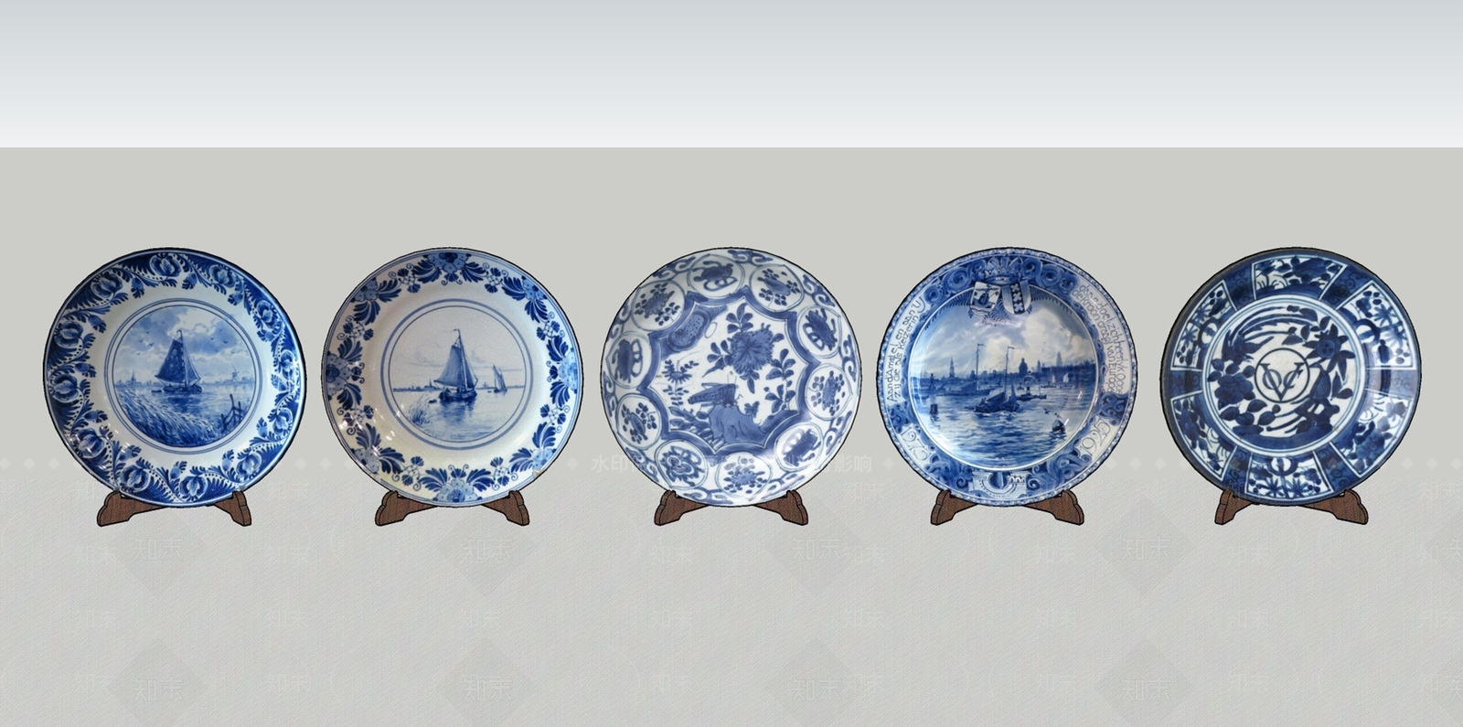瓷器盘子SU模型下载【ID:1158213488】