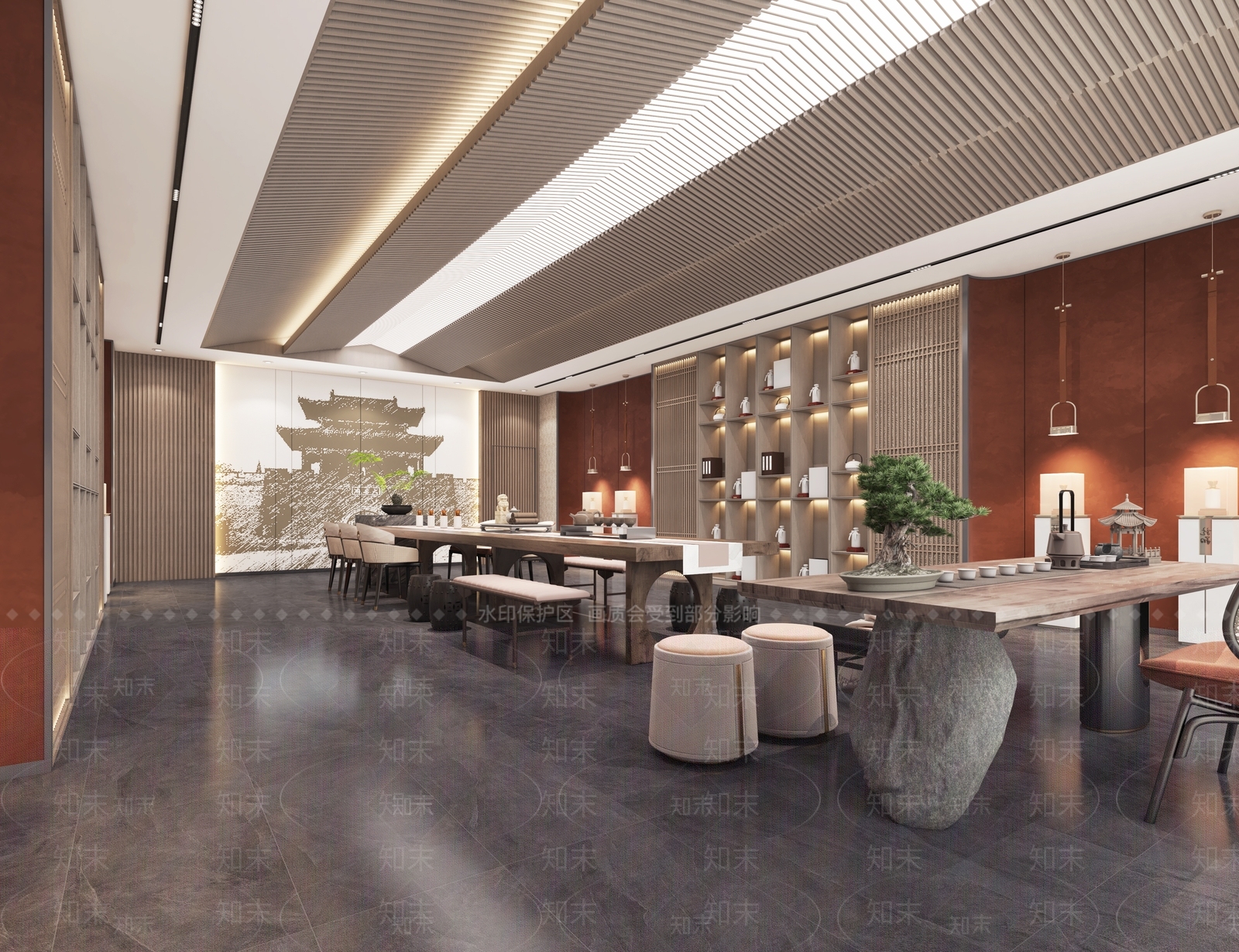 新中式酒文化茶室展厅3D模型下载【ID:1158217074】