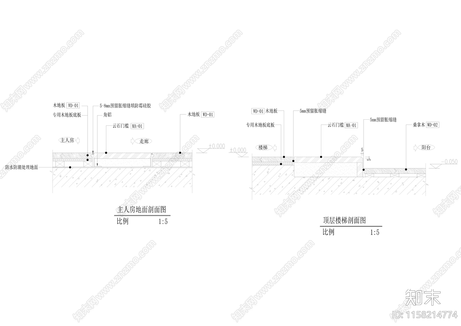 地面门槛剖面节点cad施工图下载【ID:1158214774】