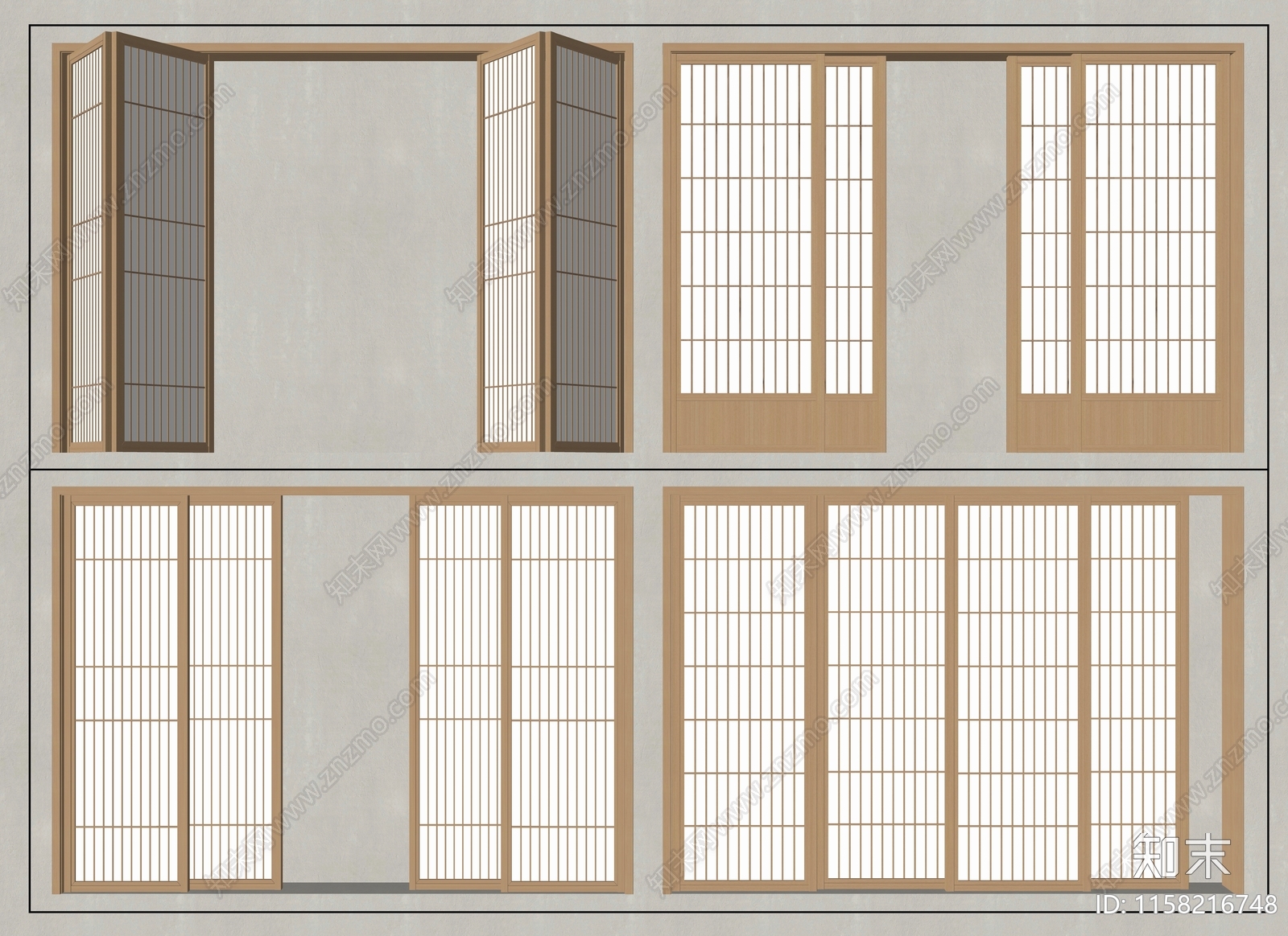 日式推拉门SU模型下载【ID:1158216748】