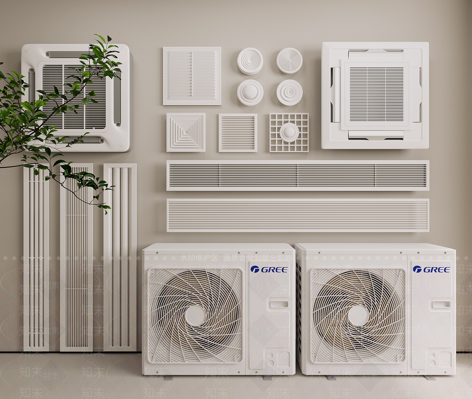 现代空调3D模型下载【ID:1158217339】