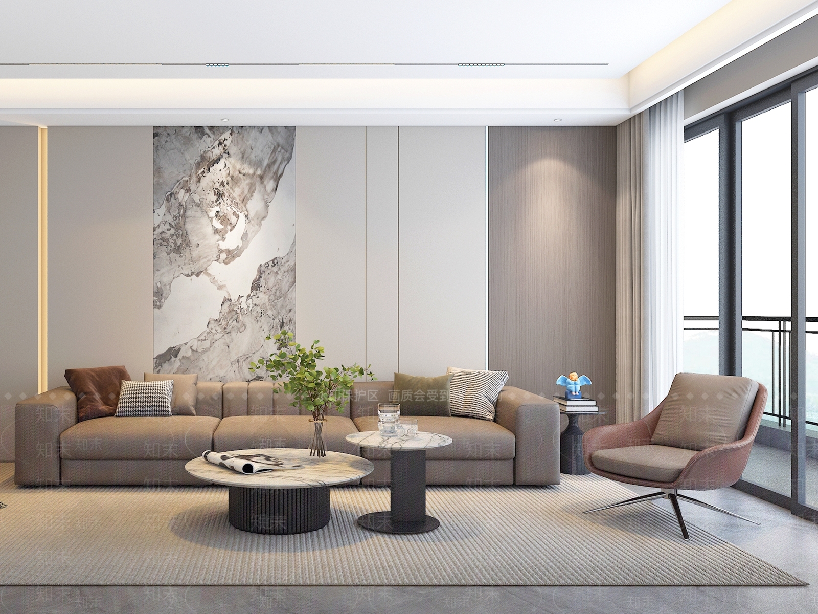 现代轻奢沙发组合沙发背景3D模型下载【ID:1158219191】_知末3d模型网