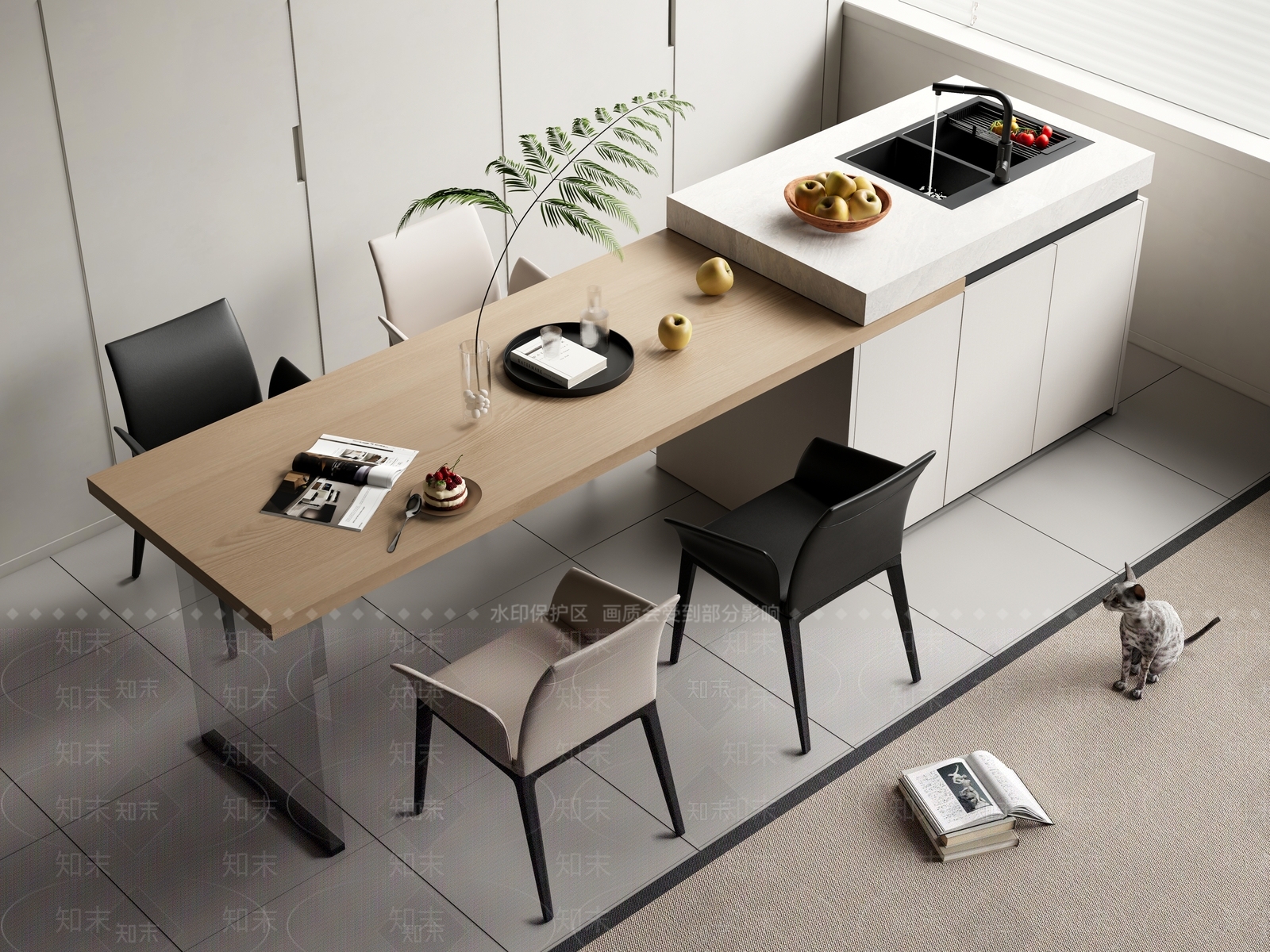 现代餐吧台3D模型下载【ID:1158220018】