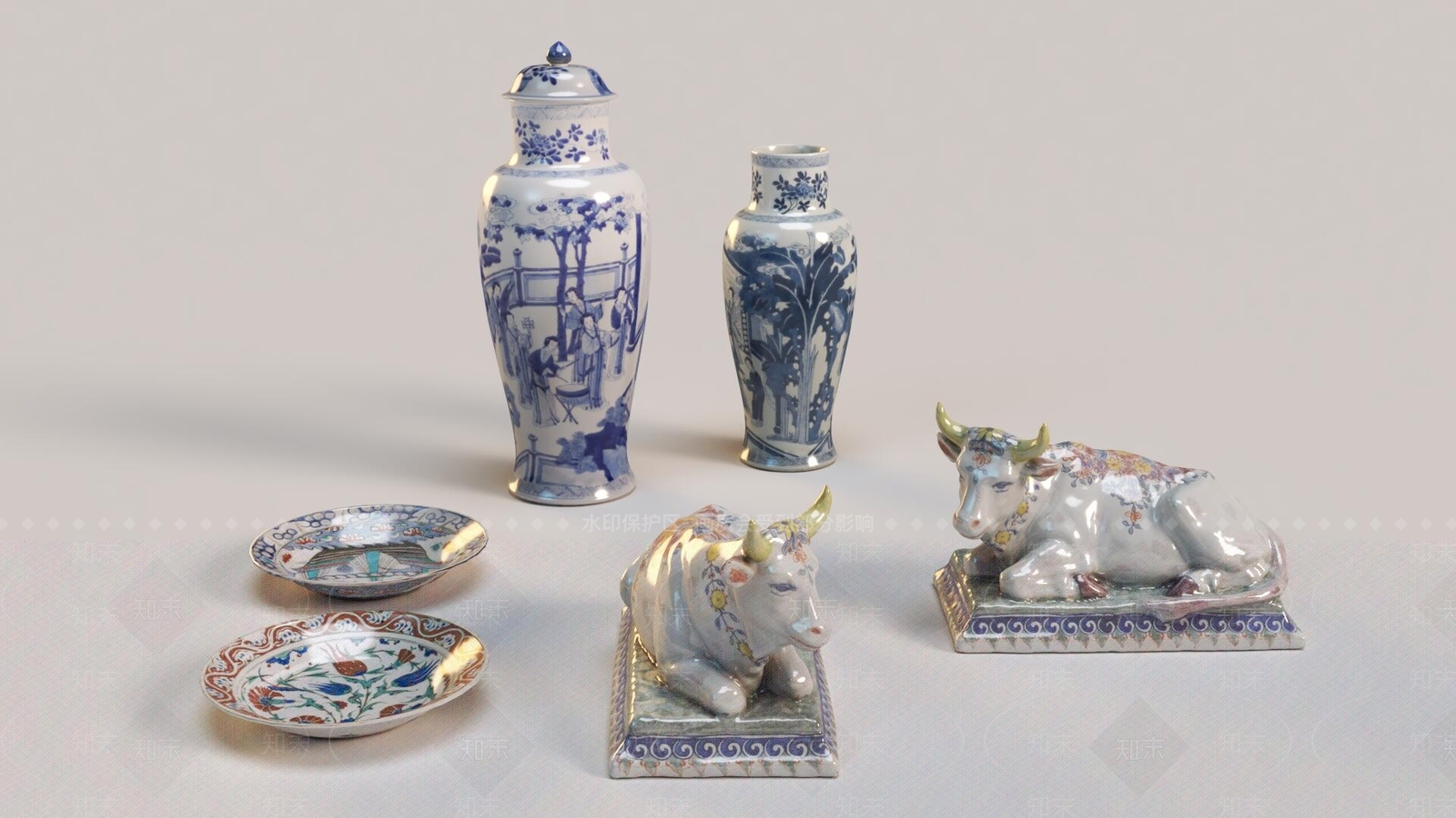 新中式青花瓷瓶3D模型下载【ID:1158220299】