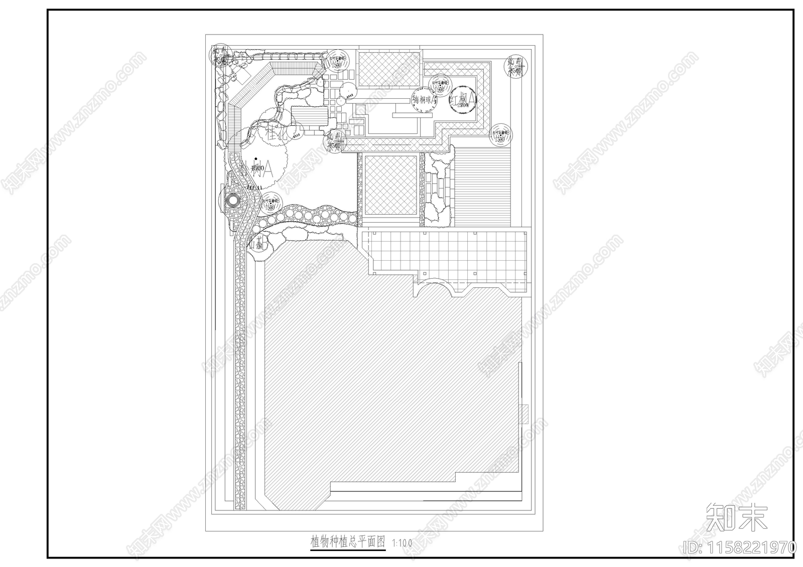 别墅庭院景观cad施工图下载【ID:1158221970】