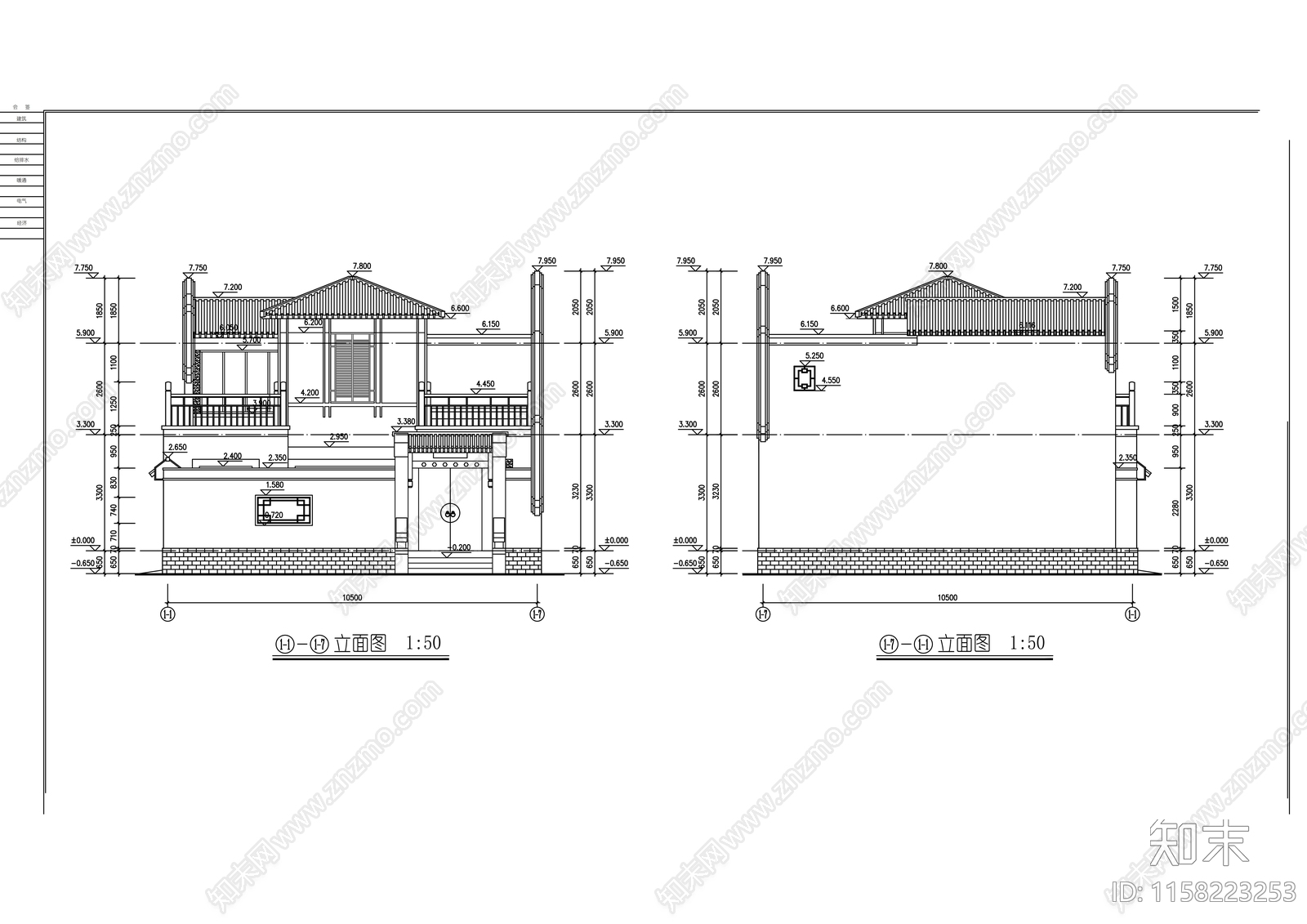 两层四合院建筑设cad施工图下载【ID:1158223253】