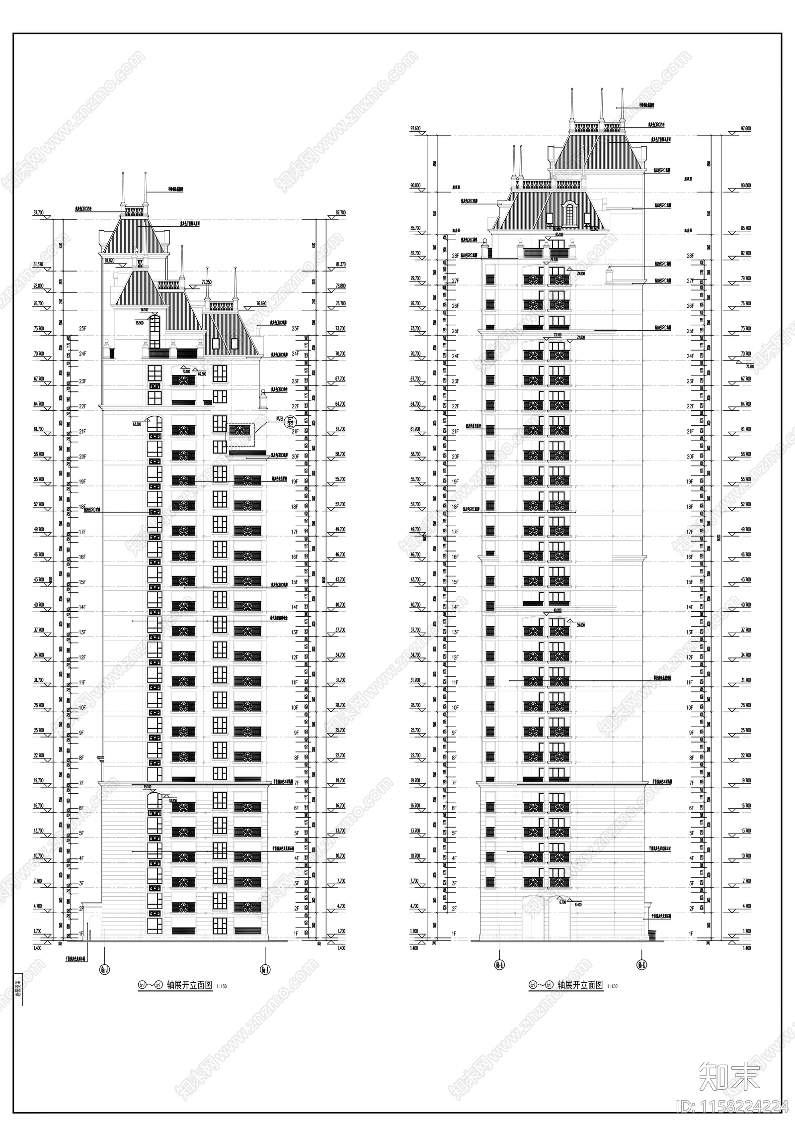 欧式小区规划及单体住宅cad施工图下载【ID:1158224224】