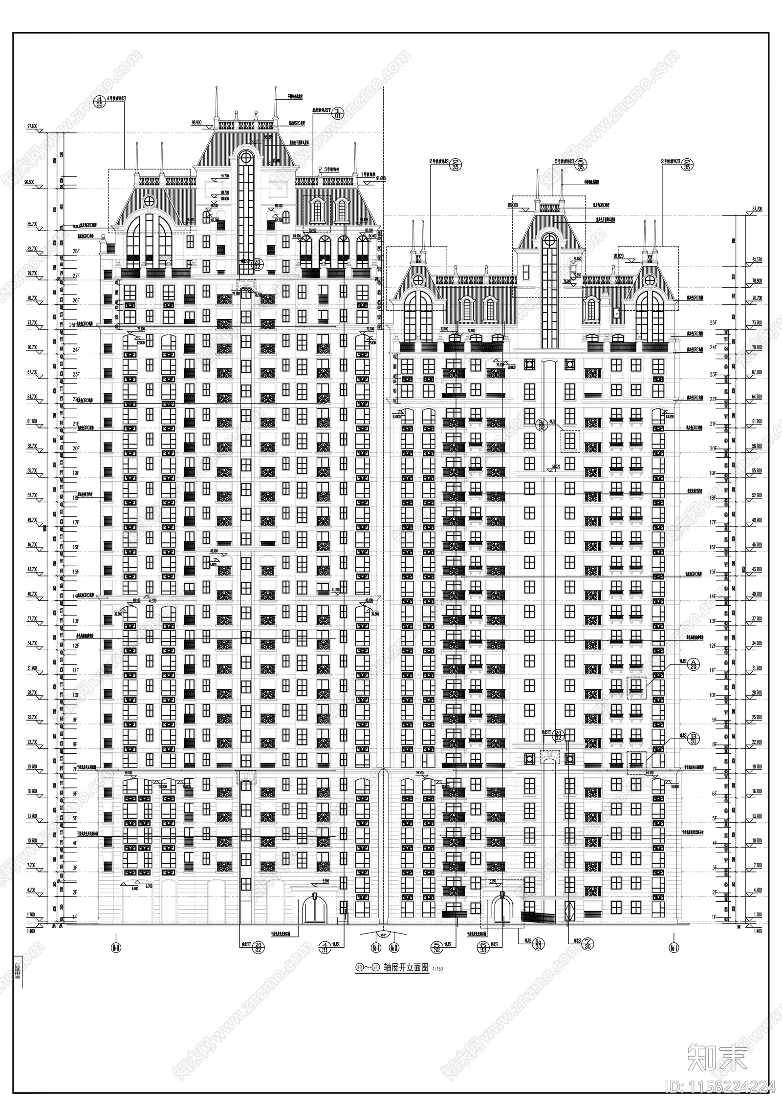 欧式小区规划及单体住宅cad施工图下载【ID:1158224224】