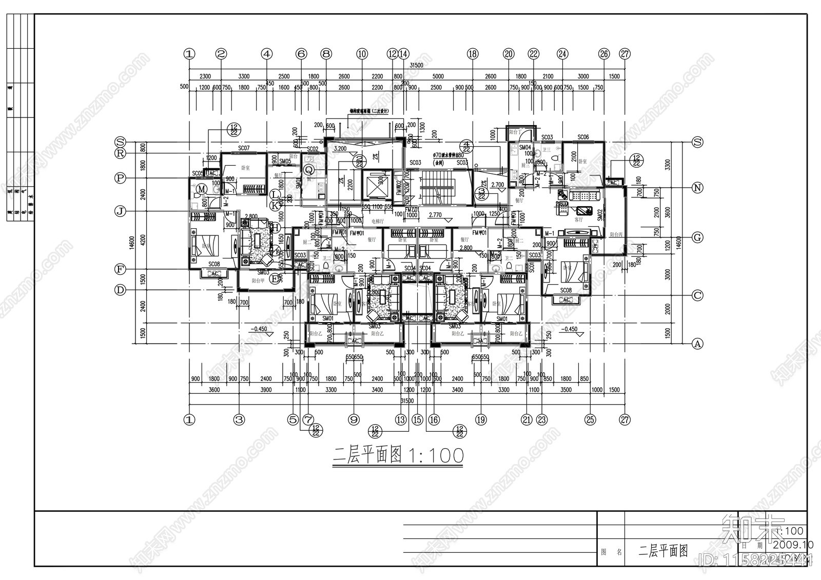 十一层住宅楼设计建cad施工图下载【ID:1158225441】