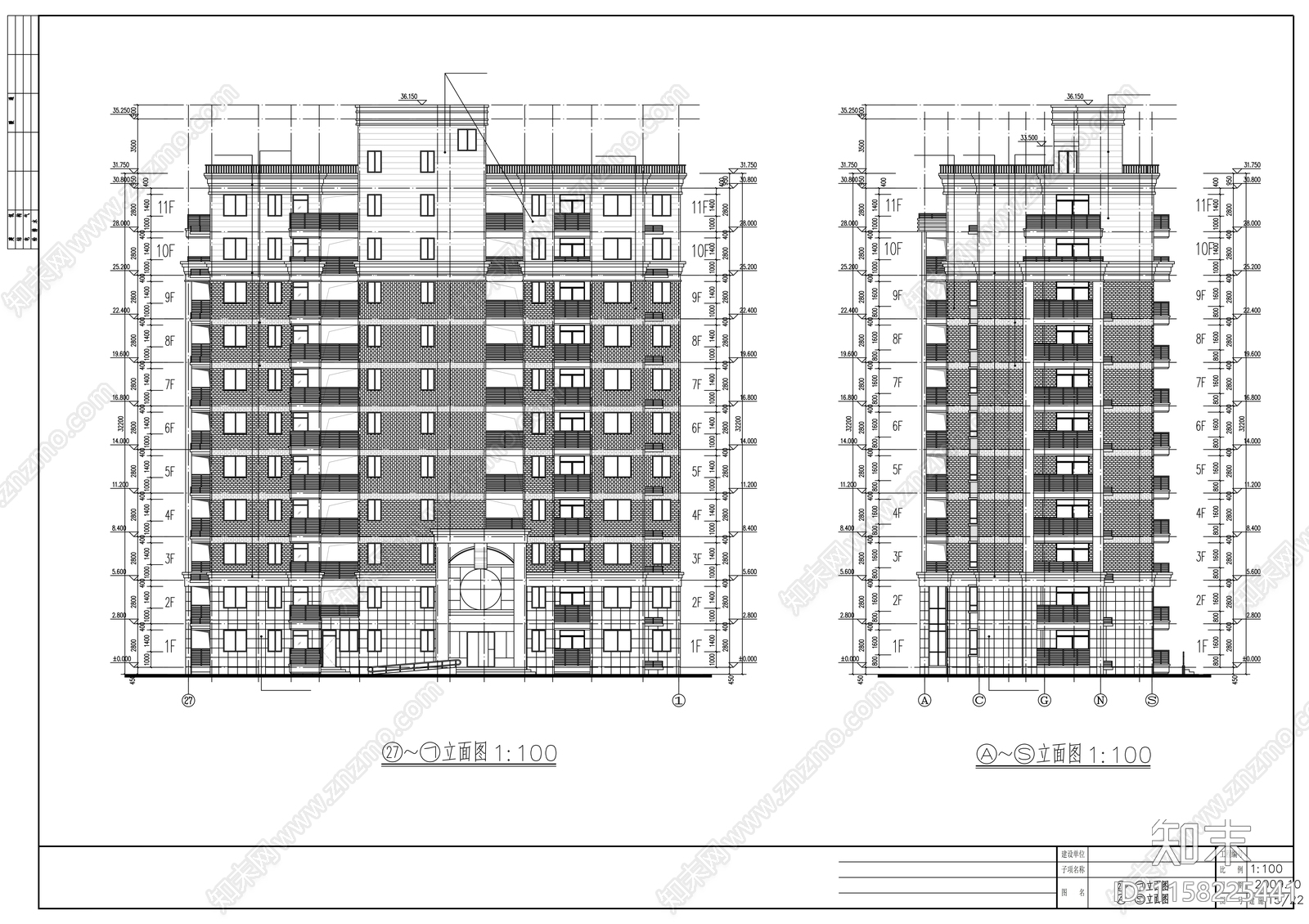 十一层住宅楼设计建施工图下载【ID:1158225441】