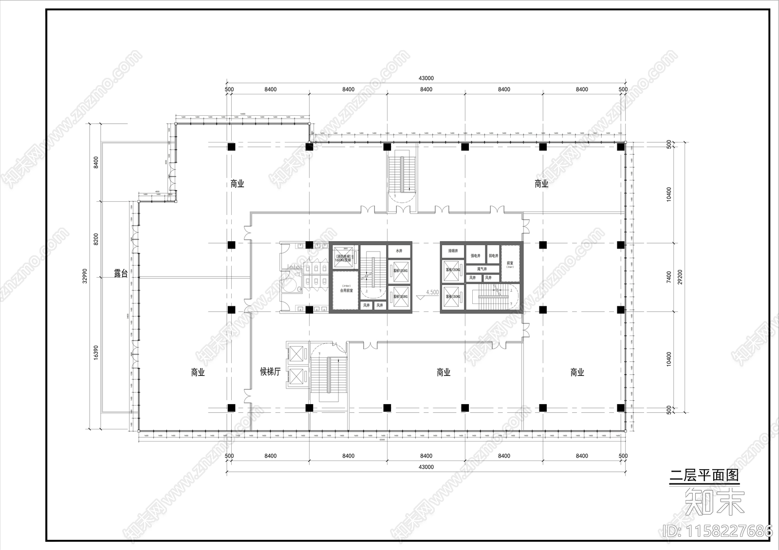 酒店高层建筑设计图纸cad施工图下载【ID:1158227686】