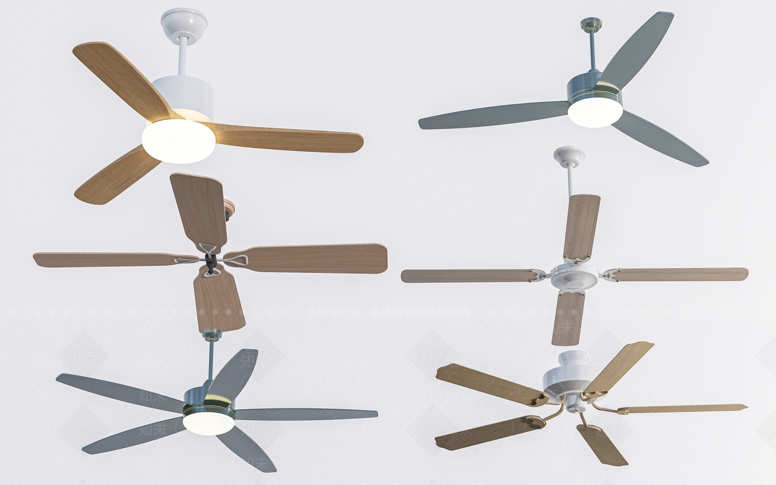 现代吊扇灯SU模型下载【ID:1158228014】