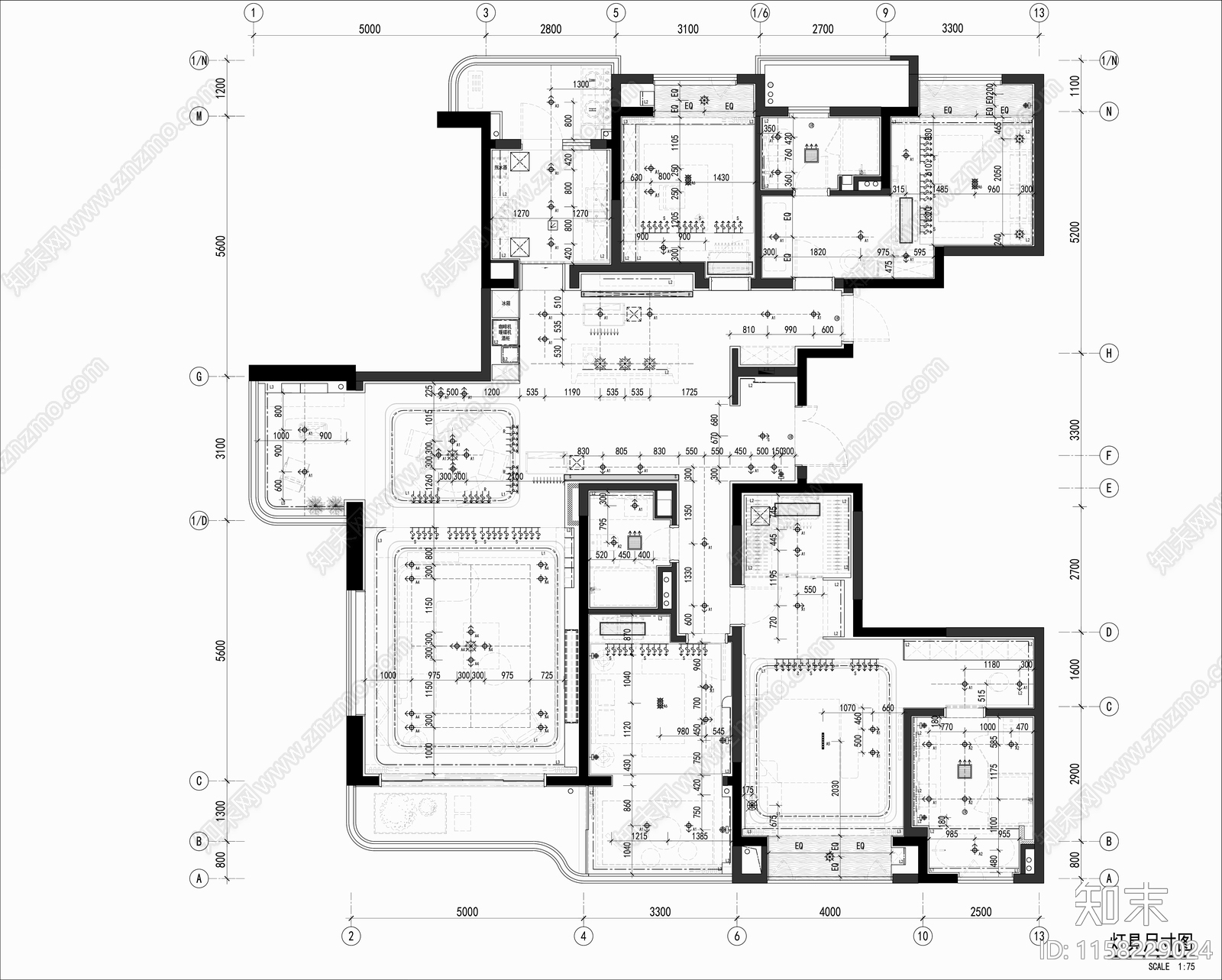 大平层平面系统图平cad施工图下载【ID:1158229024】