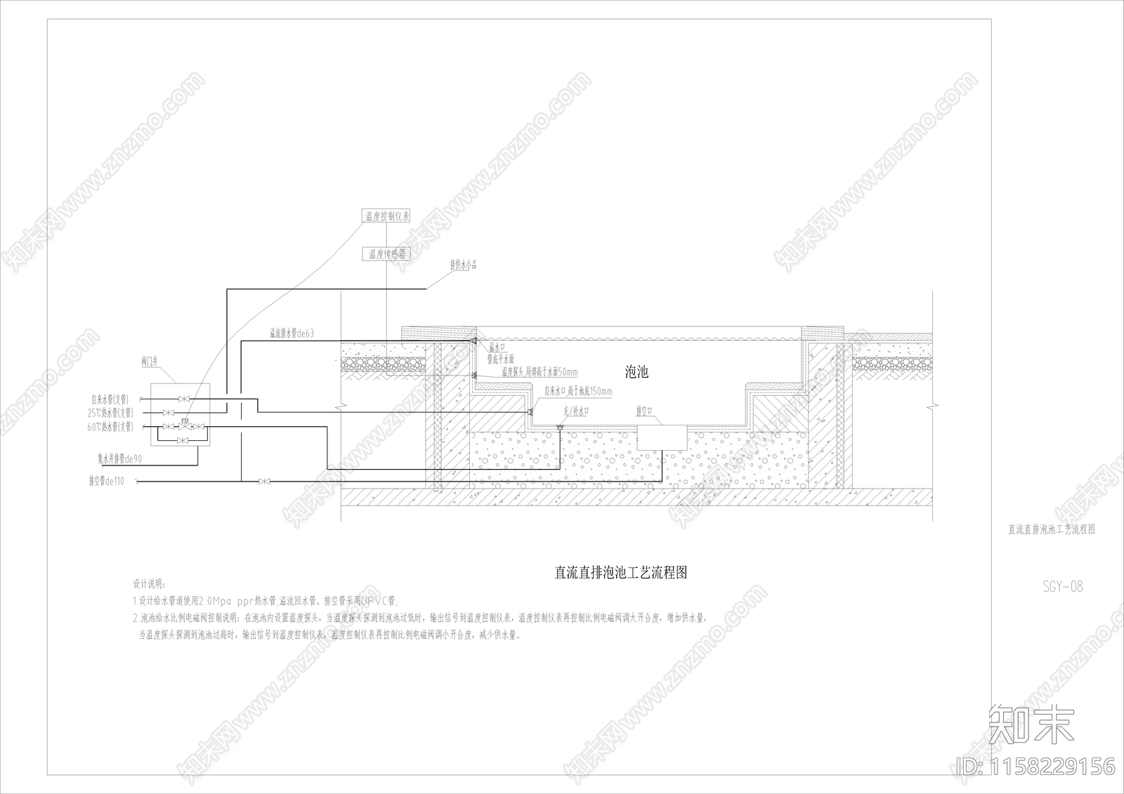 温泉工艺流程图cad施工图下载【ID:1158229156】