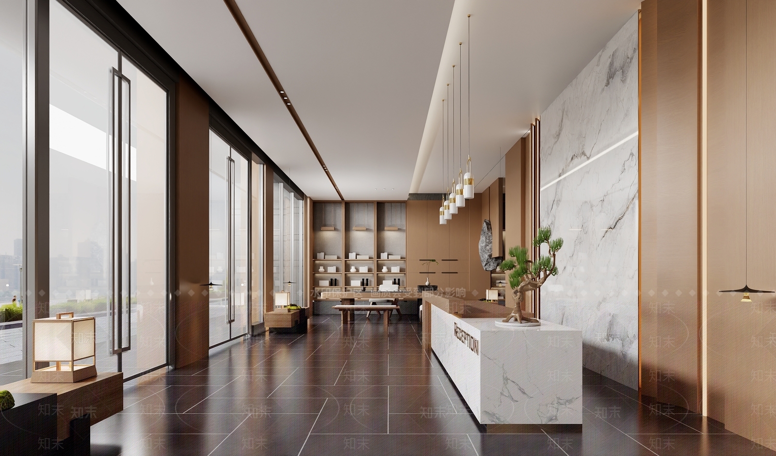 新中式酒店大厅3D模型下载【ID:1158233702】