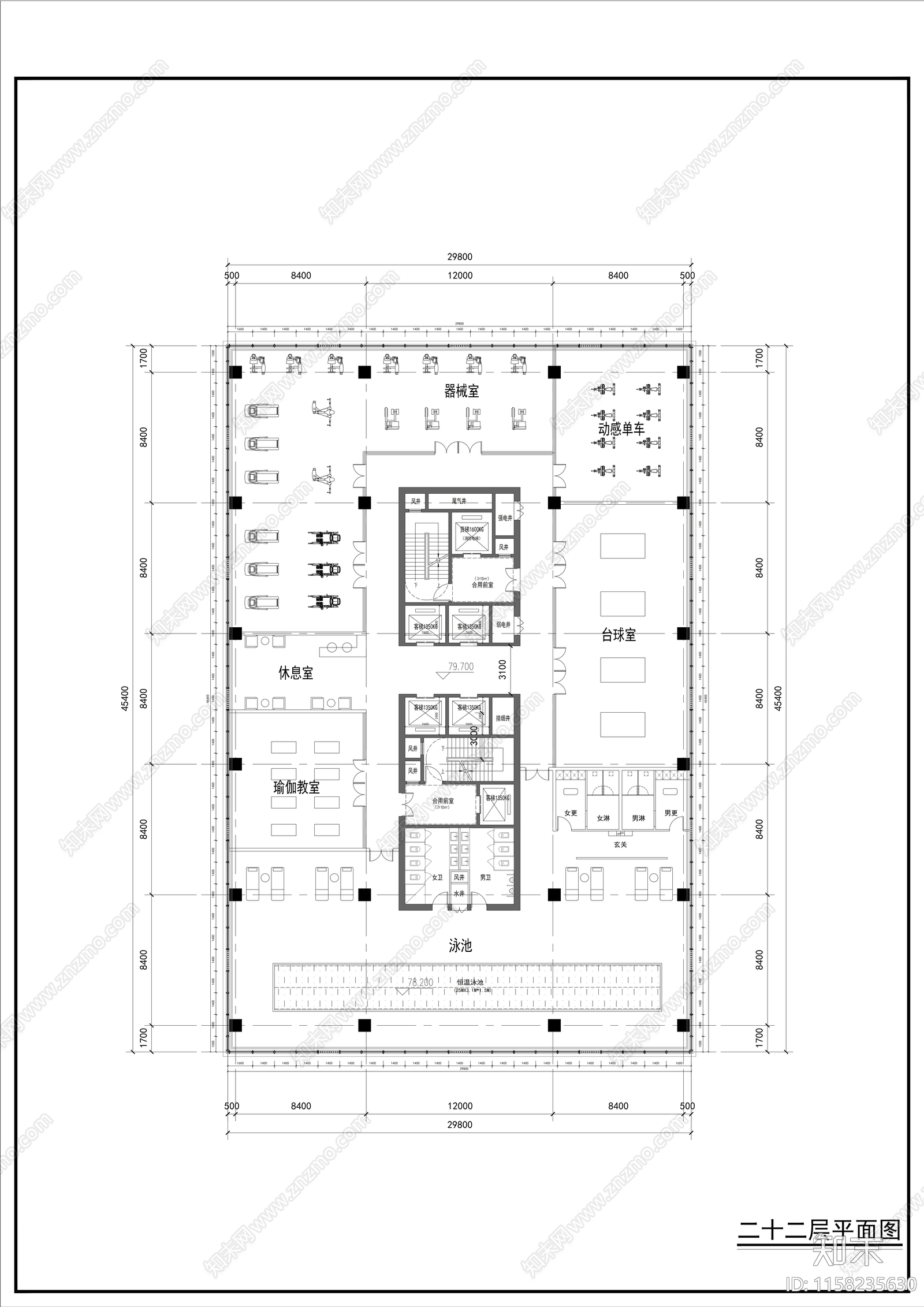 高层办公建筑cad施工图下载【ID:1158235630】