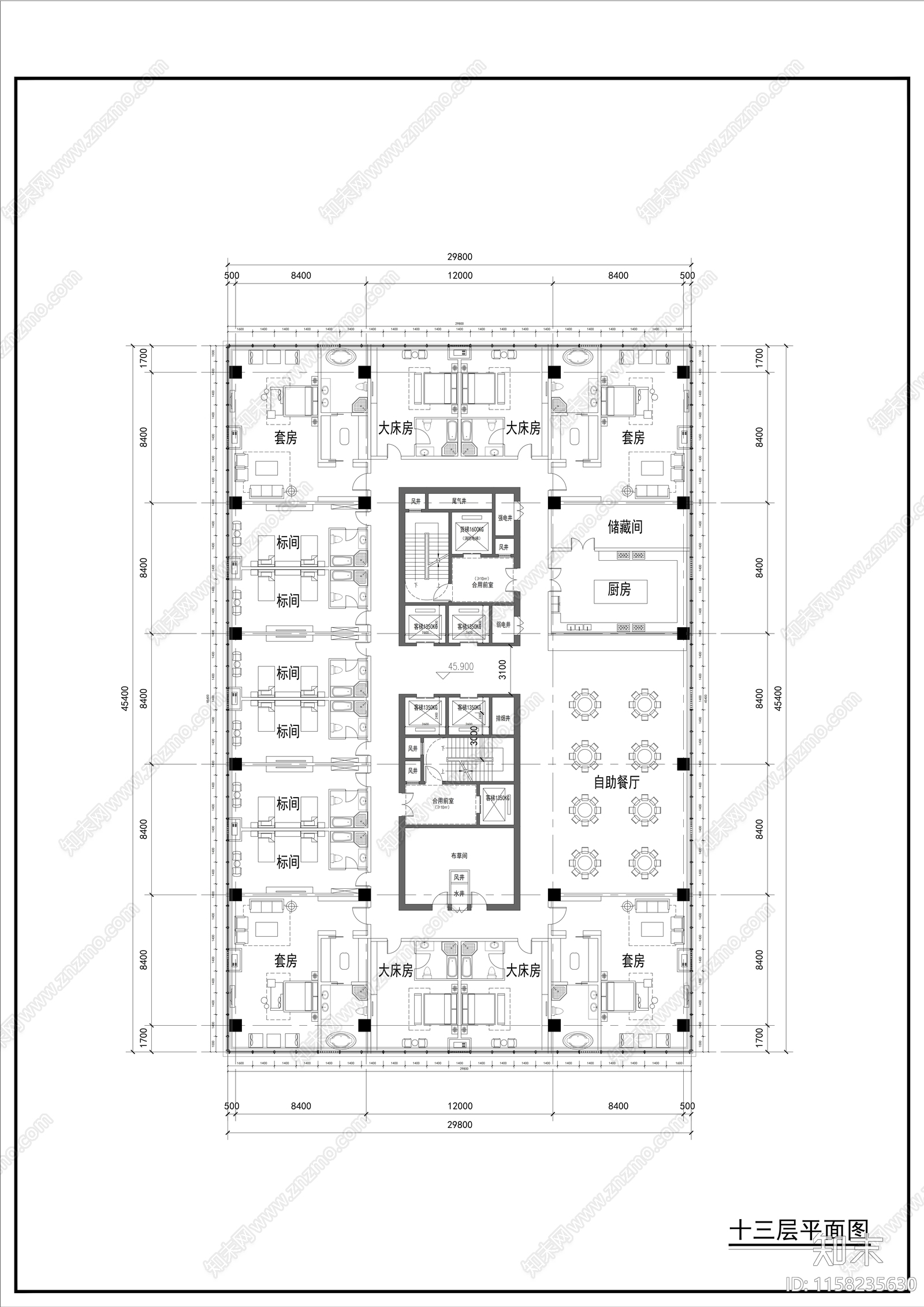 高层办公建筑cad施工图下载【ID:1158235630】