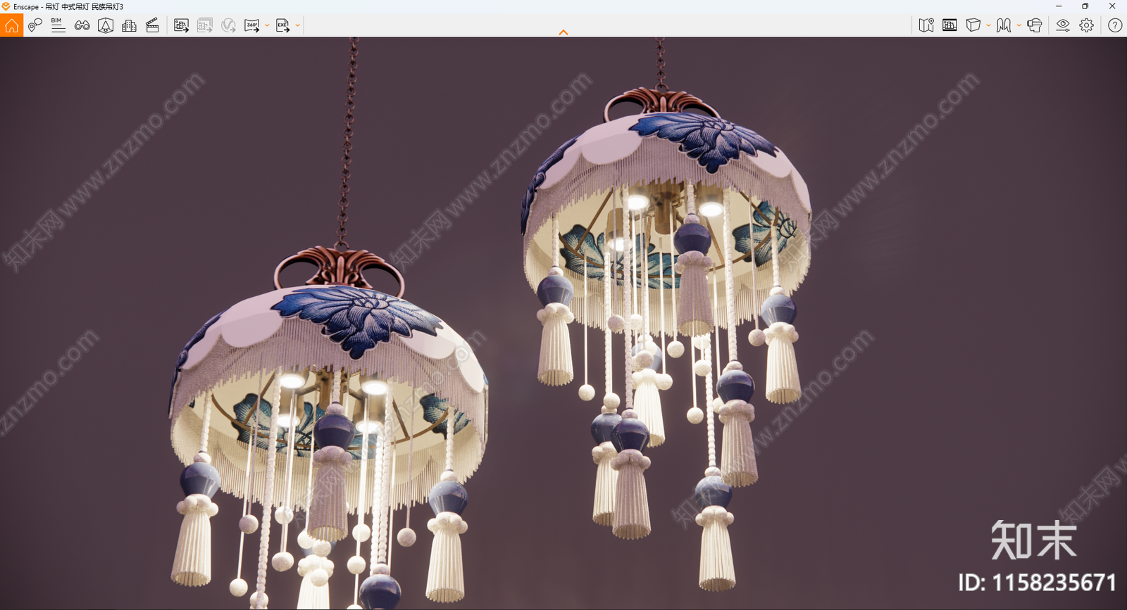 中式吊灯SU模型下载【ID:1158235671】